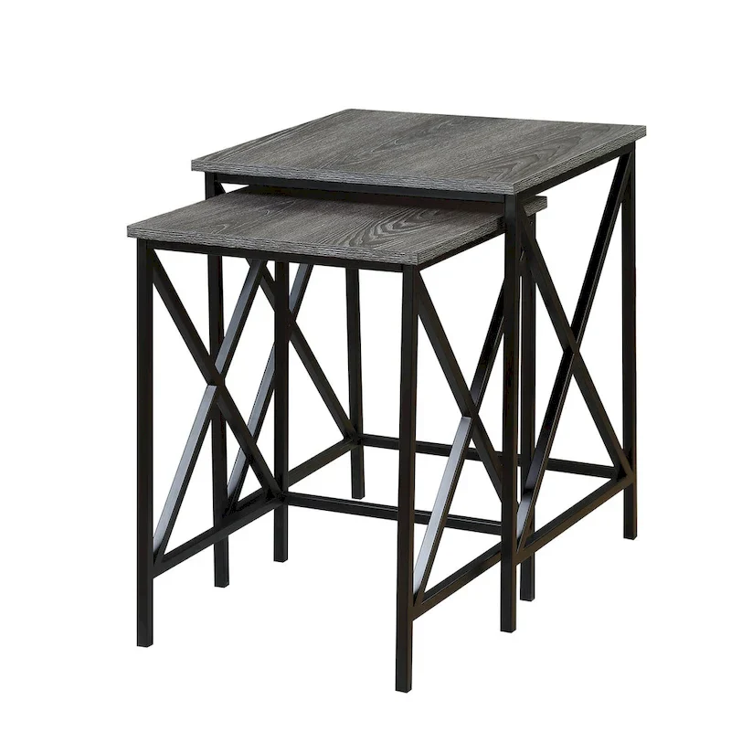 Black Metal X-Frame Nesting End Table - 18.25