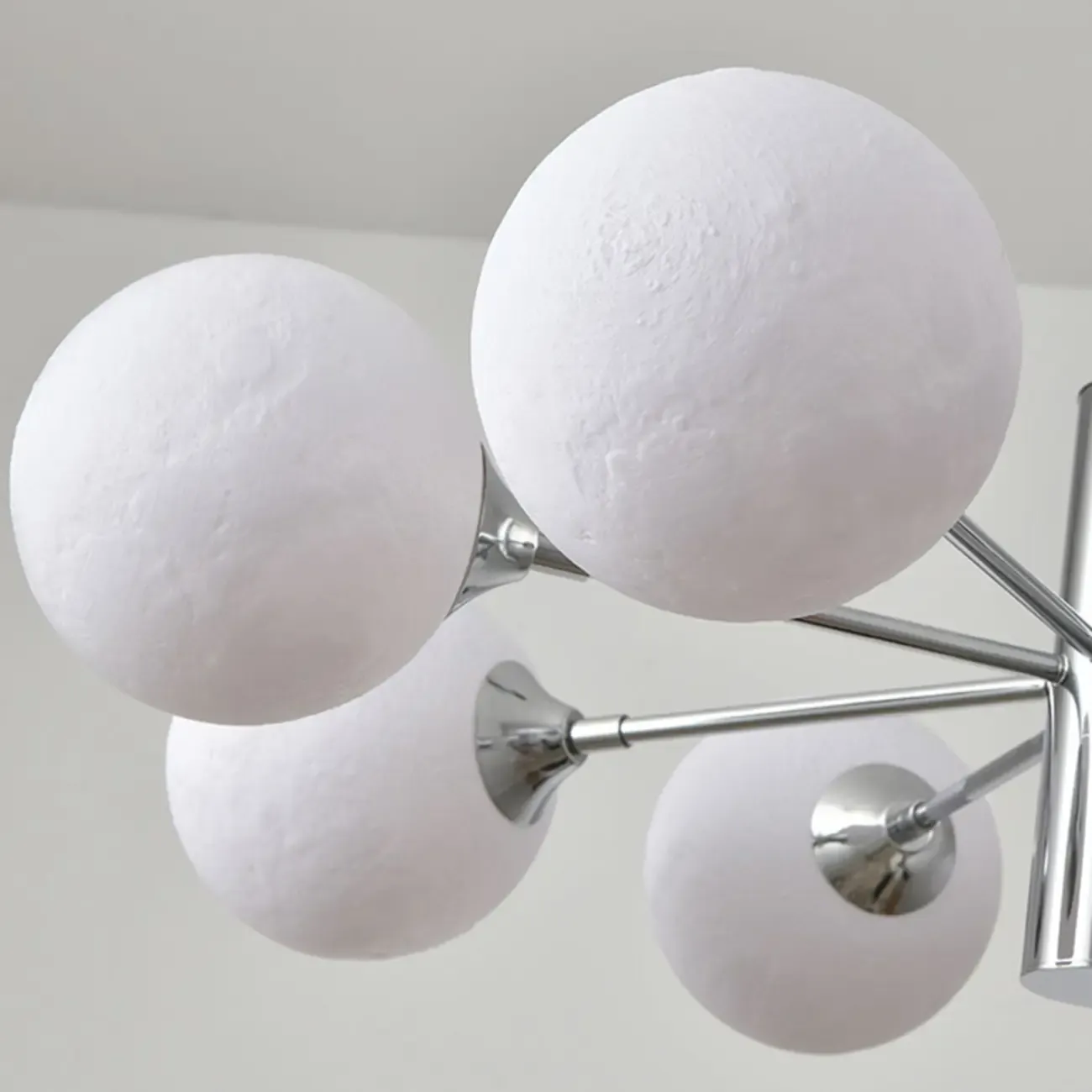 Modern Chrome Sputnik Chandelier with Globe Lampshade