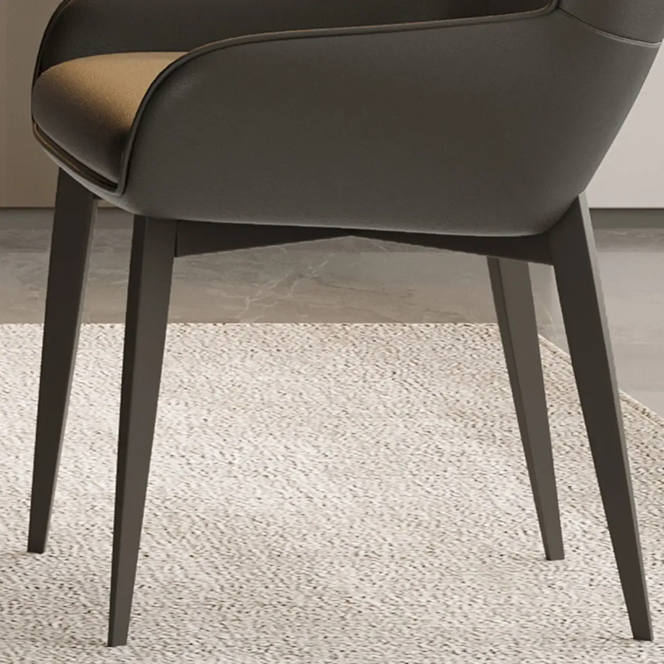 Modern Faux Leather Open Back Arm Dining Chair