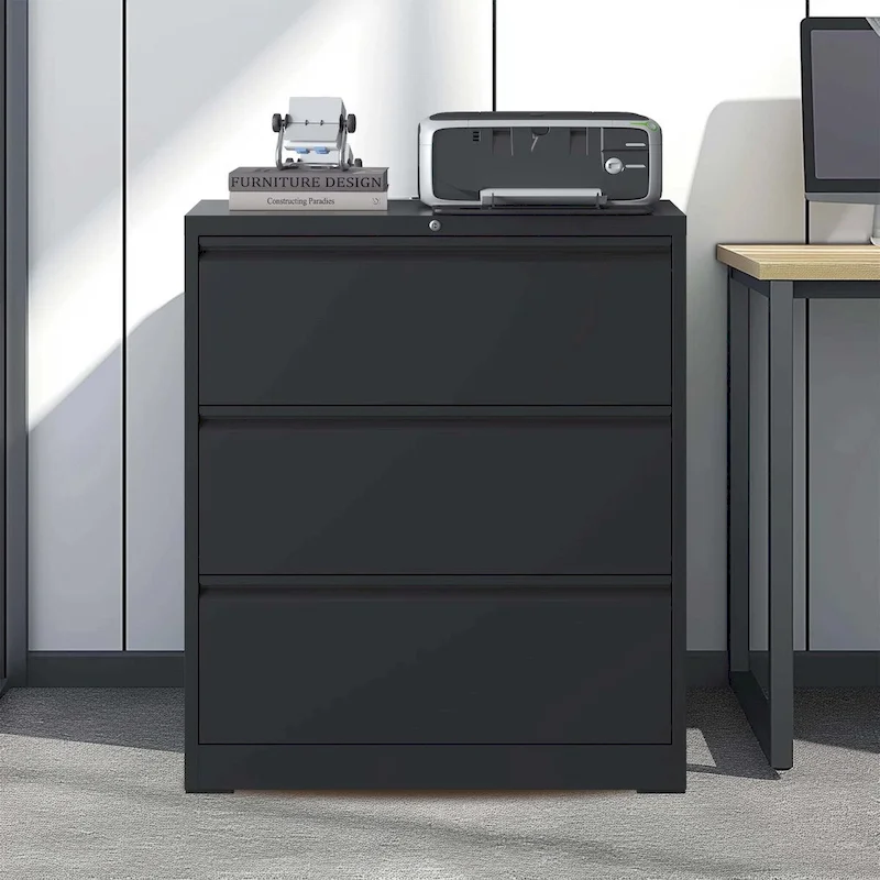 3-Drawer Metal Filing Cabinet with Lock - Home Office