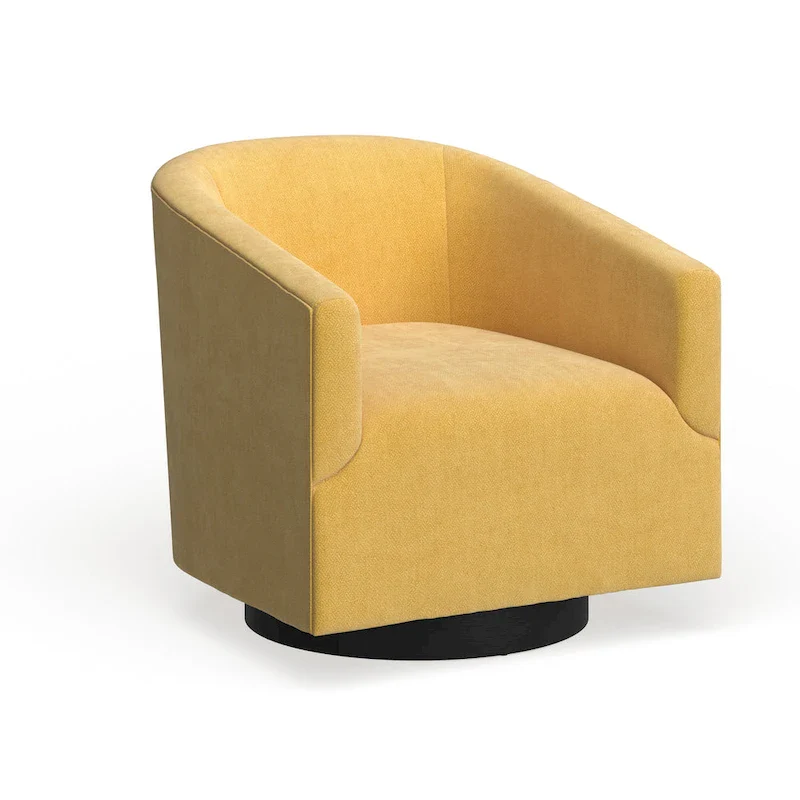 Barrel Back Swivel Chair with Wood Base