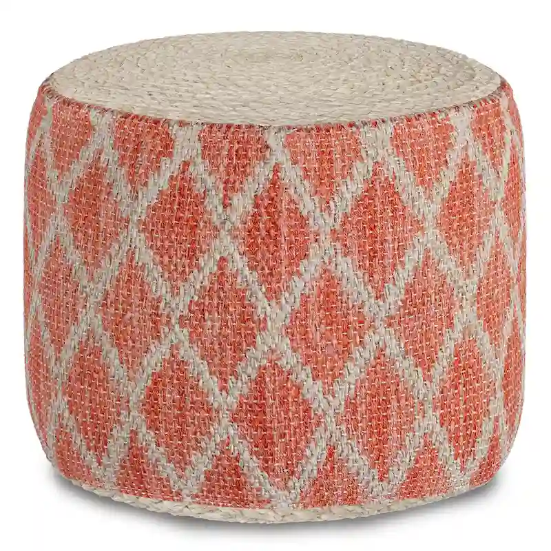 WYNDENHALL Nesbitt Boho Round Pouf, Natural Woven Braided Jute