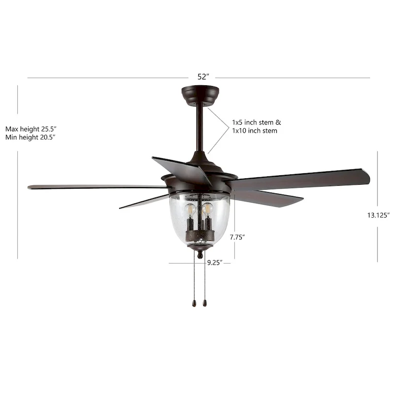 SAFAVIEH Lighting Hetty 52-inch Led Ceiling Light Fan - 52  W x 52  L x 25.375 -30.375  H