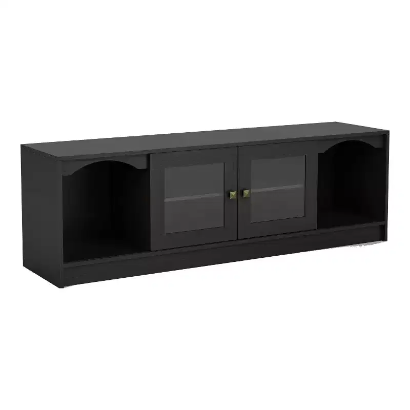 24/7 Shop At Home Jenny Modern TV Stand for TVs up to 70": Espresso Finish, Wood Frame, Open Shelves, 150 lb Capacity