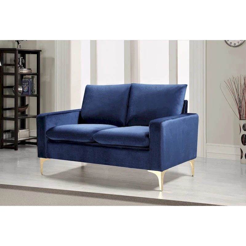 Velvet Loveseat with Gold-Tone Legs