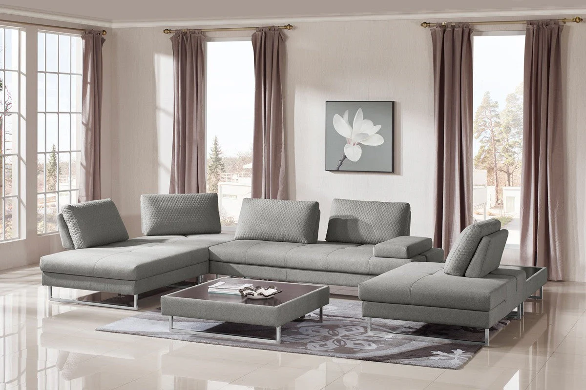 Bailey Modern Fabric Sectional with Coffee Table Set