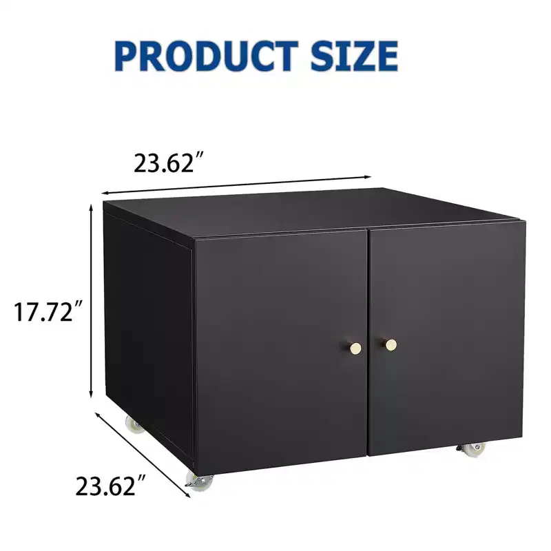 Heavy Duty Printer Stand on Wheels, Under Desk Table with Double-Door and Adjustable Shelf Storage Cabinet for Home, Office