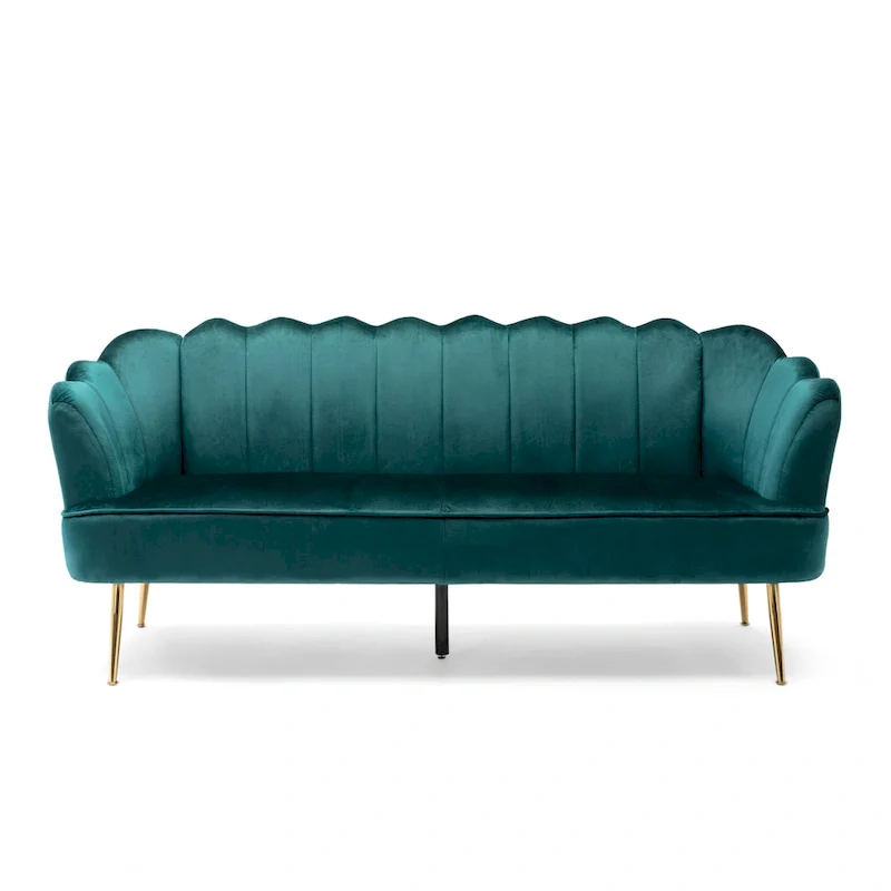 Reitz Glam Velvet Shell 3 Seater Sofa by Christopher Knight Home - 76.25 L x 29.25 W x 33.50 H