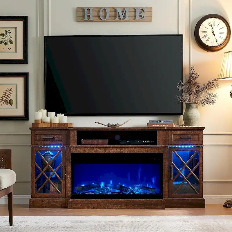Fireplace TV Stand for 80 Inch TV, Entertainment Center,Media Console