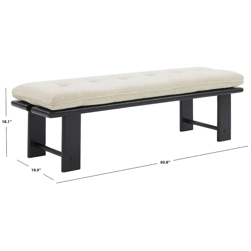 SAFAVIEH Couture Rasema Modern Cushion Bench - 60.8 In. W x 18.9 In. D x 18.1 In. H - 61Wx19Dx18H
