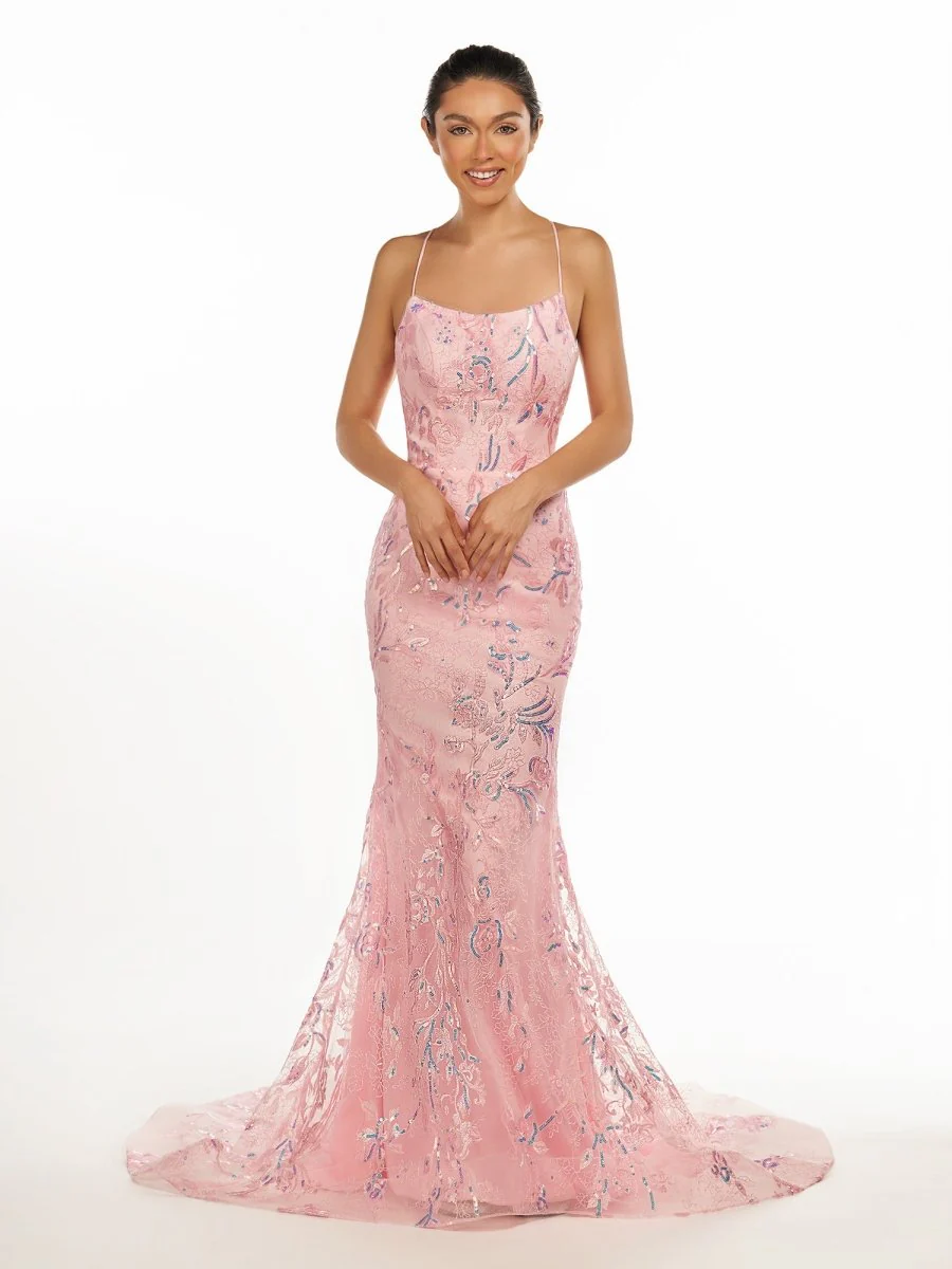 Mermaid Scoop Lace Long Prom Dress