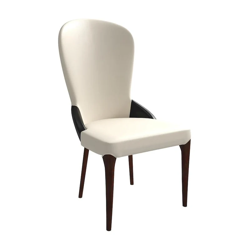 Havana Leather Upholstered Solid Wood Dining Chair Two-Tone Color Design