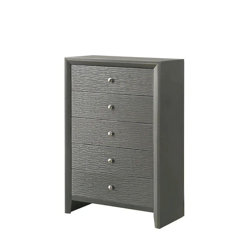 Sim 3 Piece Gunmetal Gray Panel Bedroom Set
