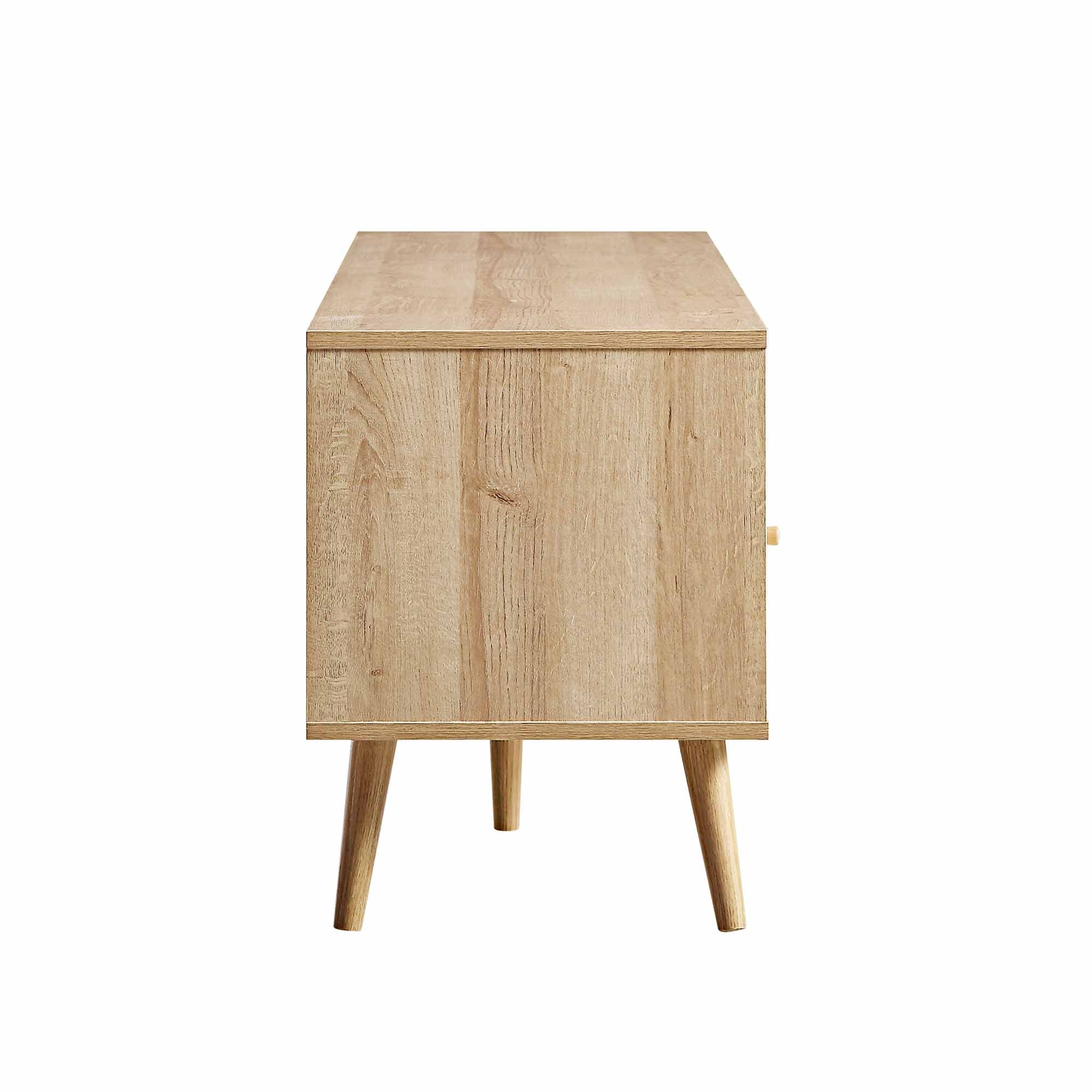 Woven Rattan 63 in. 3-Drawer TV Unit, Natural