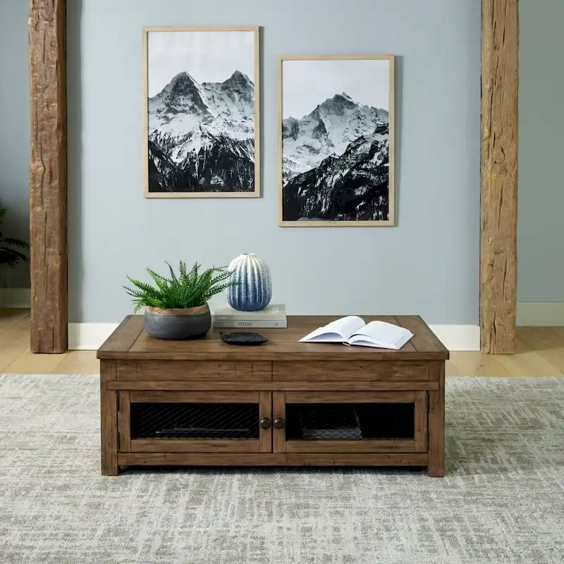 Weathered Toffee Lift Top Cocktail Table