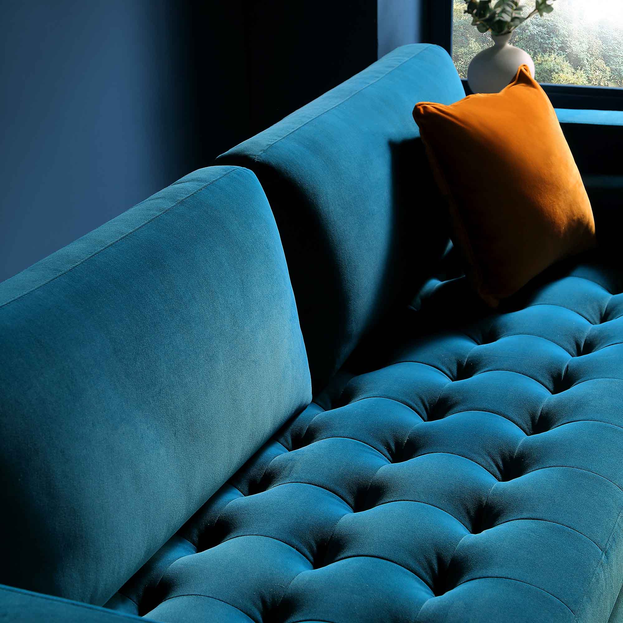 Large 3-Seater Sofa, Teal Velvet