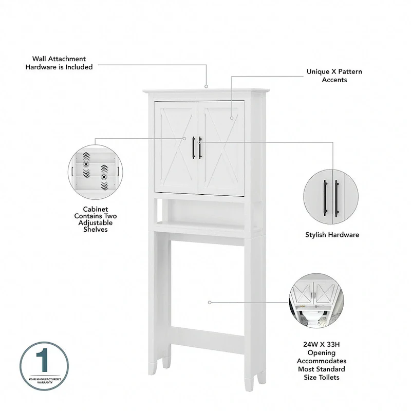 Key West Tall Linen Cabinet and Space Saver by Bush Furniture