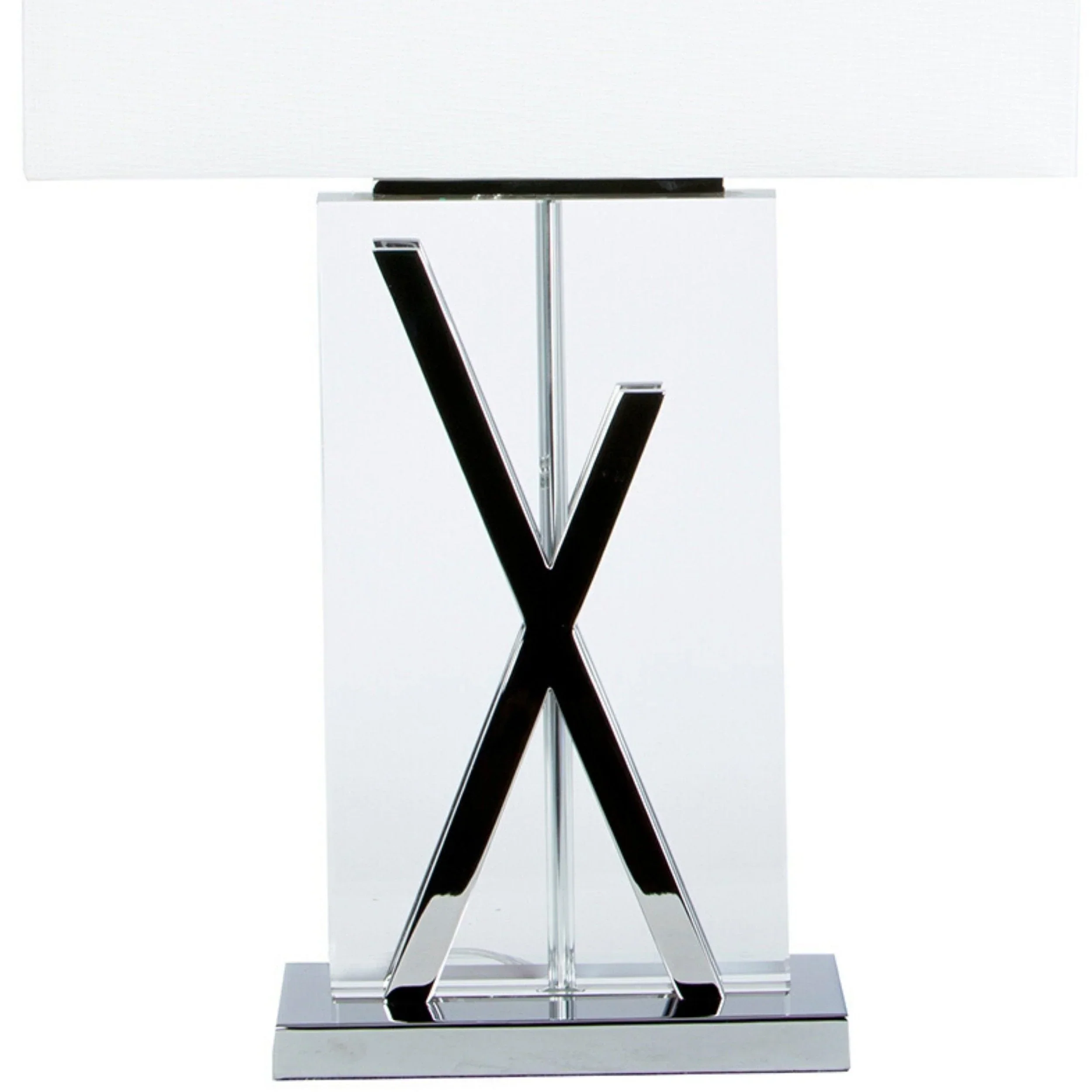 Crystal and Chrome Table Lamp with White Shade