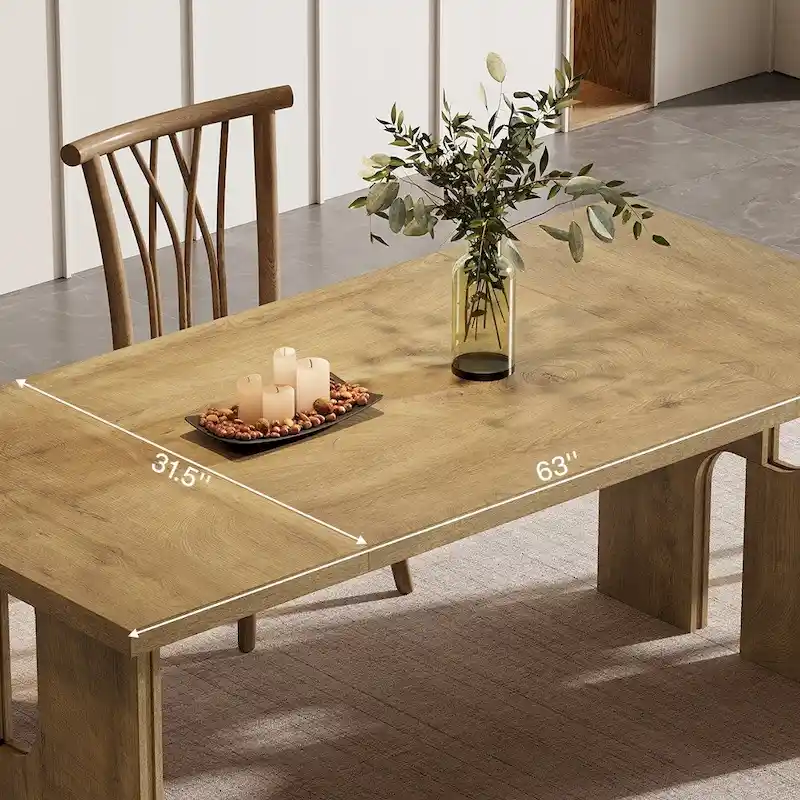 63 Dining Table Rectangle Kitchen Table with Modern Aesthetic Legs