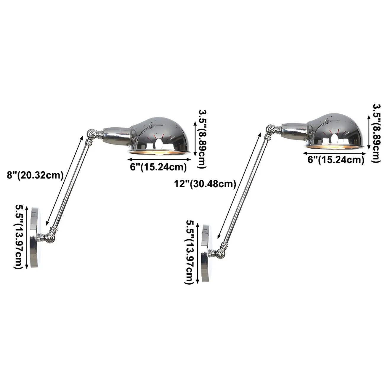 Metal Glossy Dome Swing Arm Wall Light