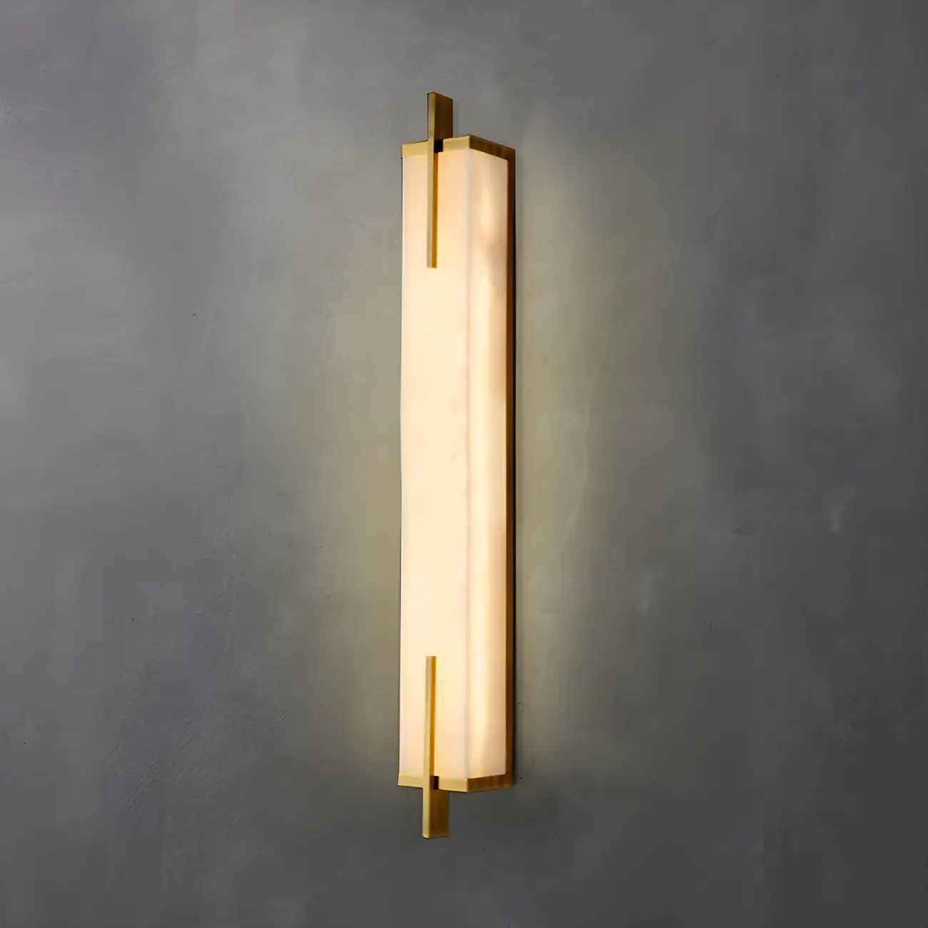 Modern Rectangle Stone Shade Metal LED Wall Sconce
