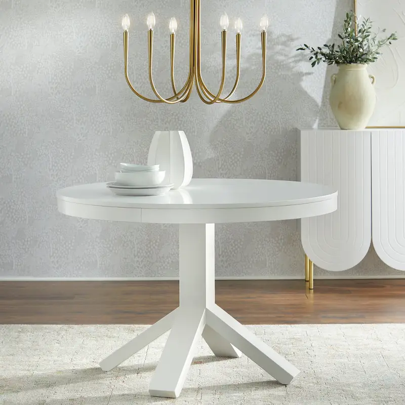 White Round Pedestal Dining Table for 2-4