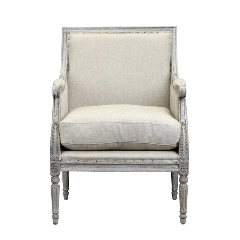 Off White Wood Arm Chair