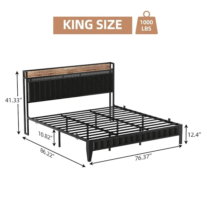 Bed Frame with Charging Station
