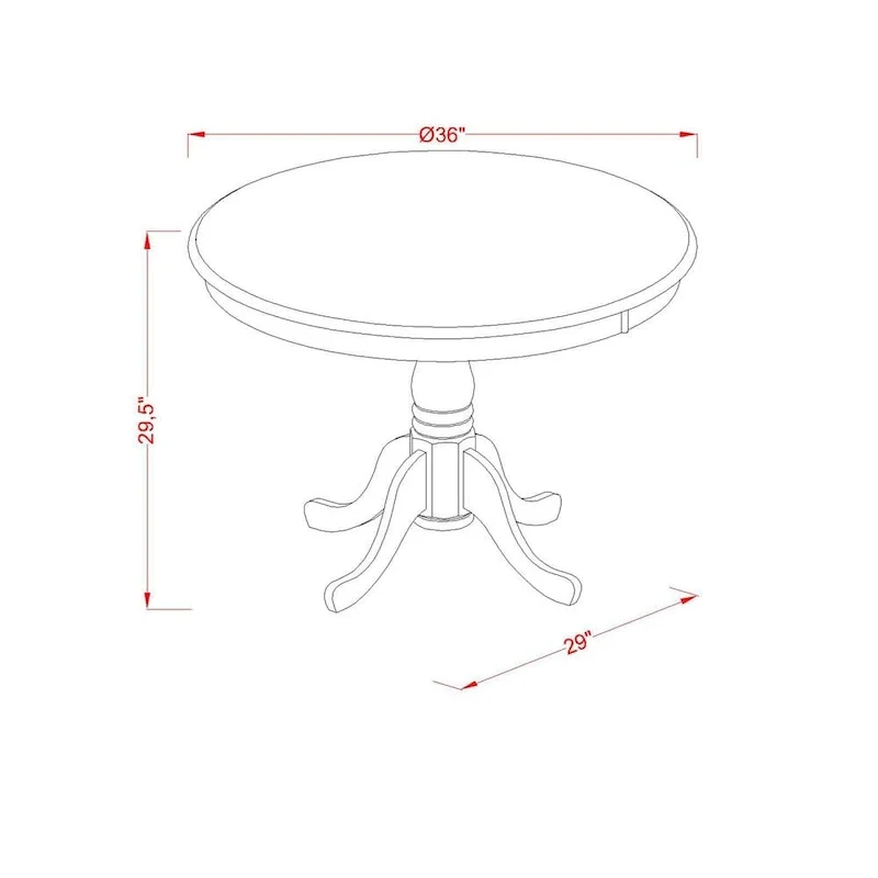 East West Furniture Dining Room Table - a Round kitchen Table Top with Pedestal Base, (Finish Options Available)