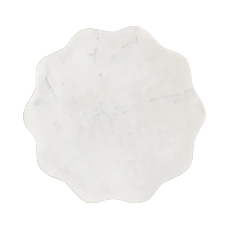 Kate and Laurel Sanzo Scalloped Marble and Metal Drink Table