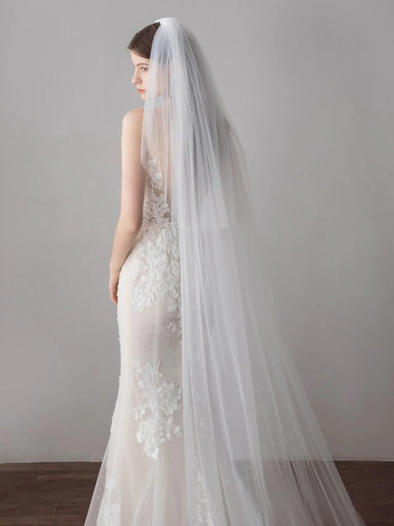 Ivory Tulle Wedding Veils Bridal Cathedral Veil