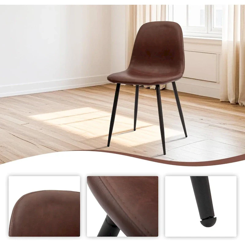 Modern Upholstered Dining Chair in Faux Leather