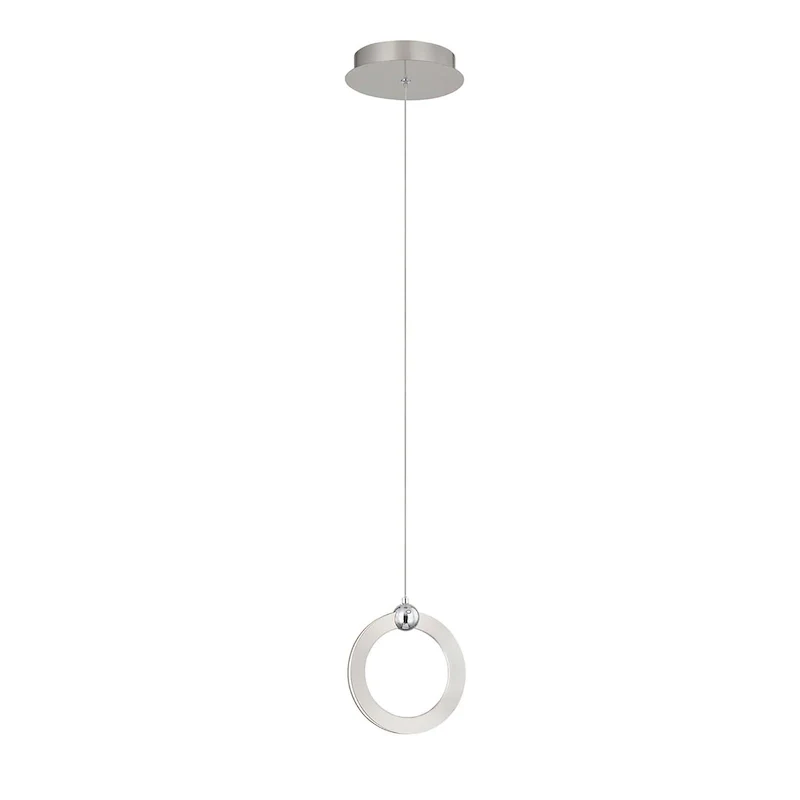 Justice Design Group Hermosa LED 1-Light Mini-Pendant - Brushed Nickel w/ Chrome Accents Finish