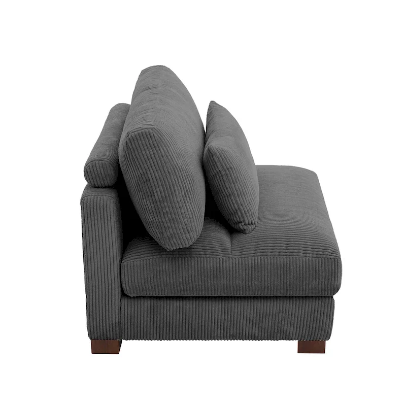 Corduroy Upholstered Armless Accent Chair with Adjustable Headrest