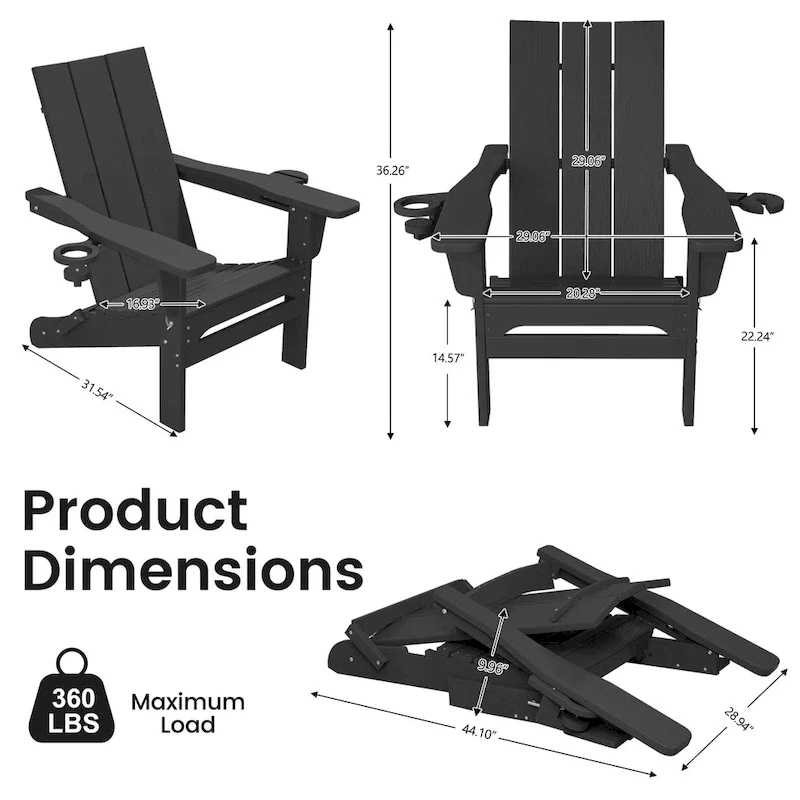 HDPE Modern All weather Adirondack Chairs with Cup-holders