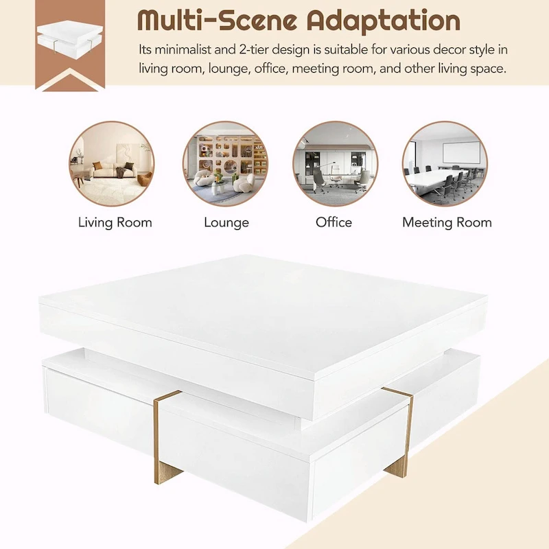 Stylish High Gloss Coffee Table with 4 Drawers