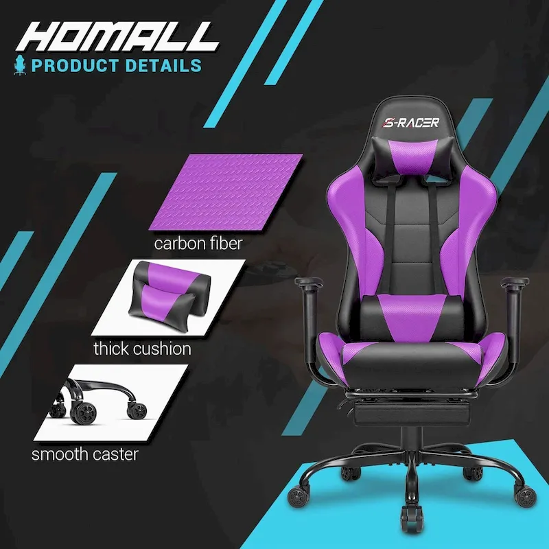 Gaming Chair with Footrest - Ergonomic Desk Chair