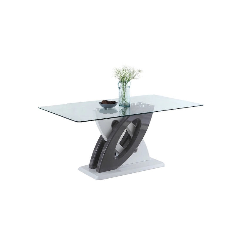 Somette Sophie Glass Top Dining Table - White