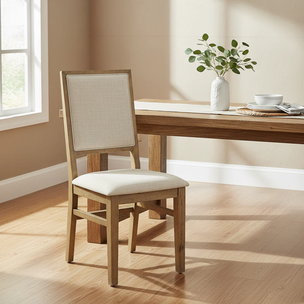Rustic Brown Upholstered Dining Chair with X-Back Design