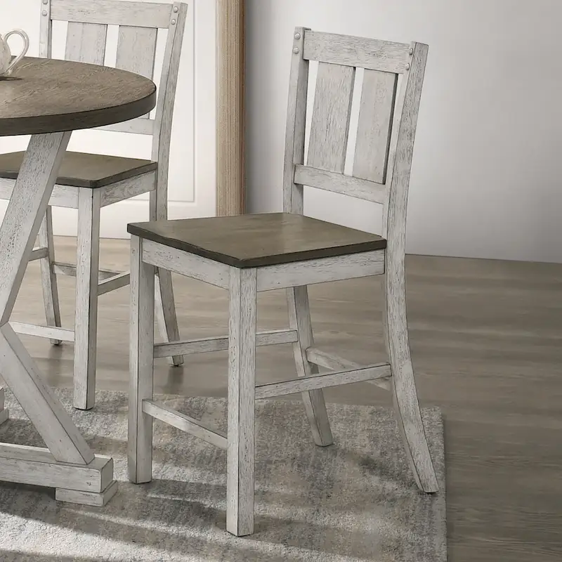 Furniture of America Theile Rustic Wood Counter Height Chairs, Set of 2