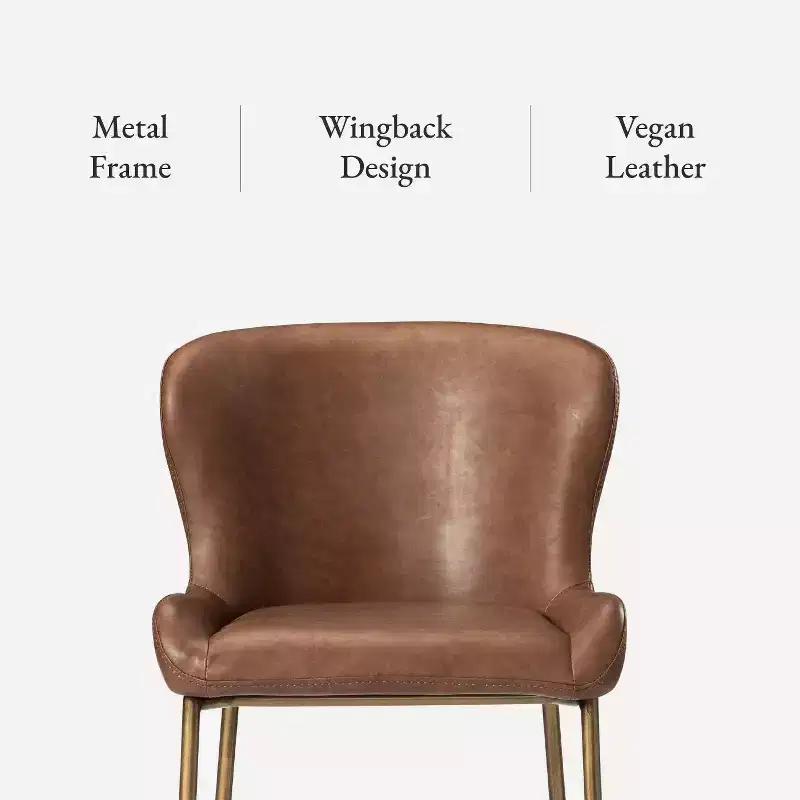 Maven Lane Naomi Metal Counter Stool with Faux Leather 27
