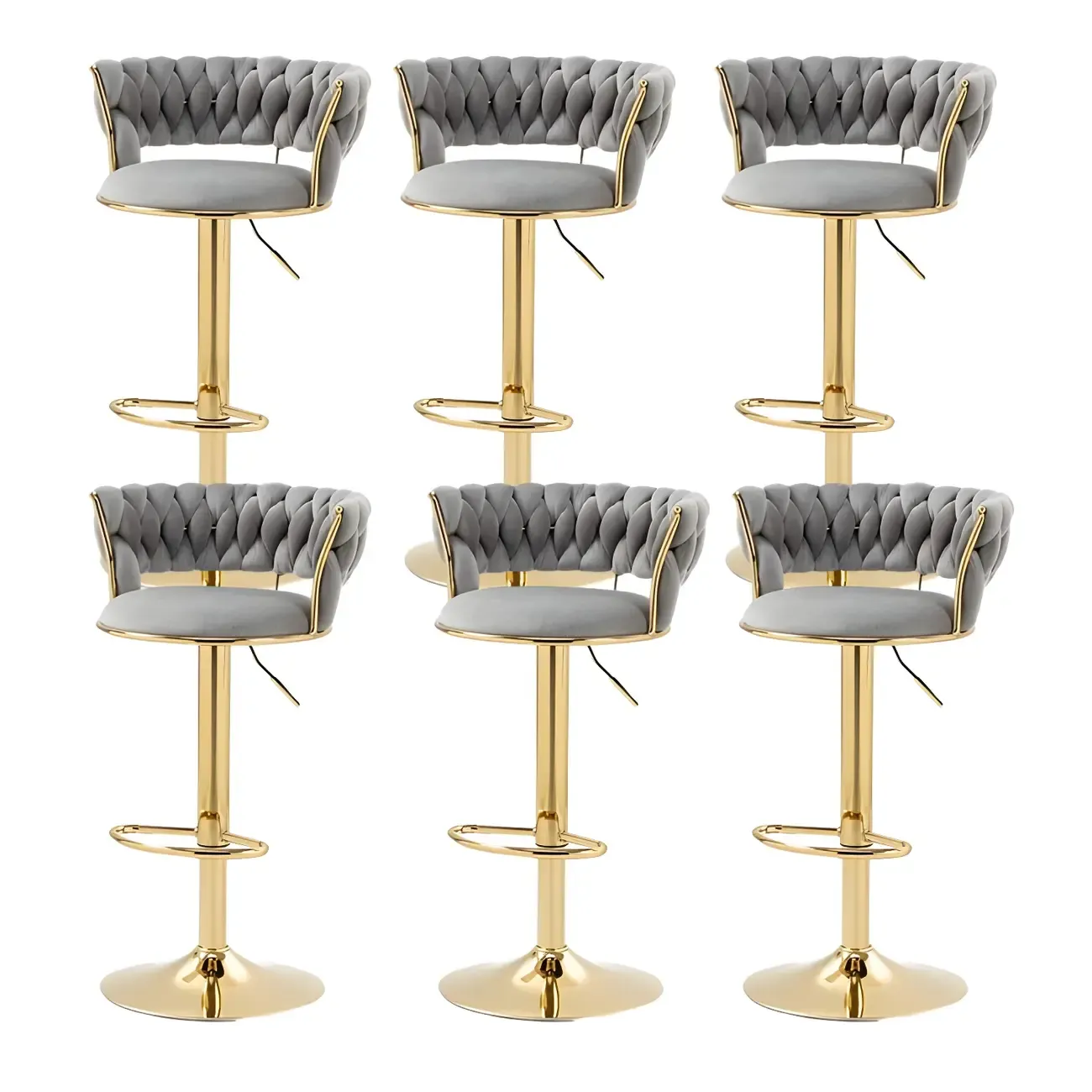 Gold Base Low Back Adjustable Swivel Bar Stool