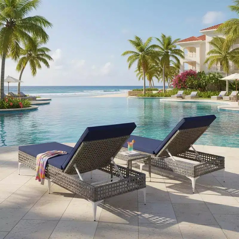Gymax 1PC/2PC Patio Reclining Chaise Lounge Chair with 6-Position Adjustable Backrest and Detachable Cushion