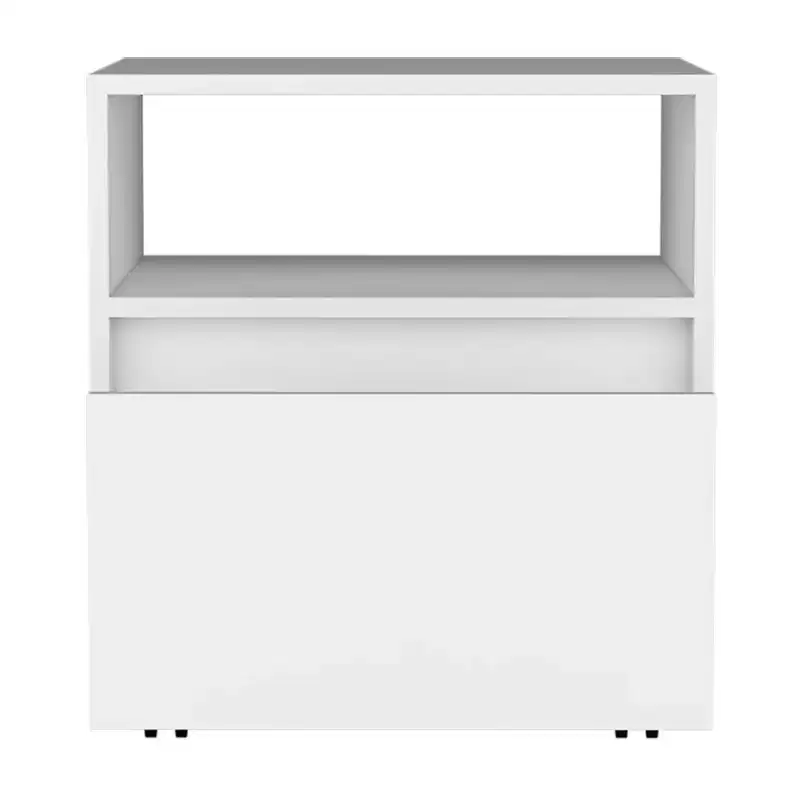 HomeRoots 21 White Wood One Drawer Nightstand