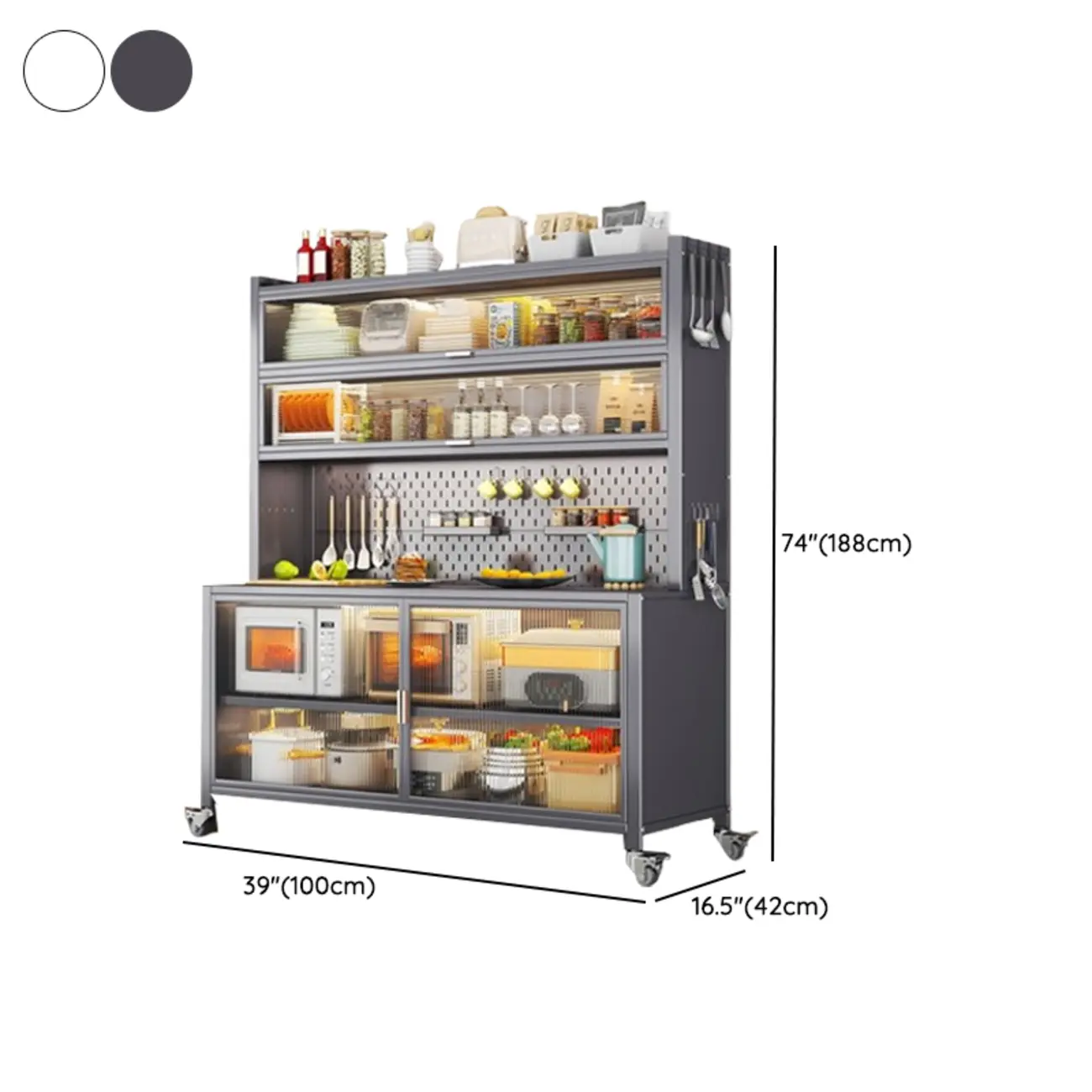 Modern Metal Adjustable Shelving Narrow Sideboard