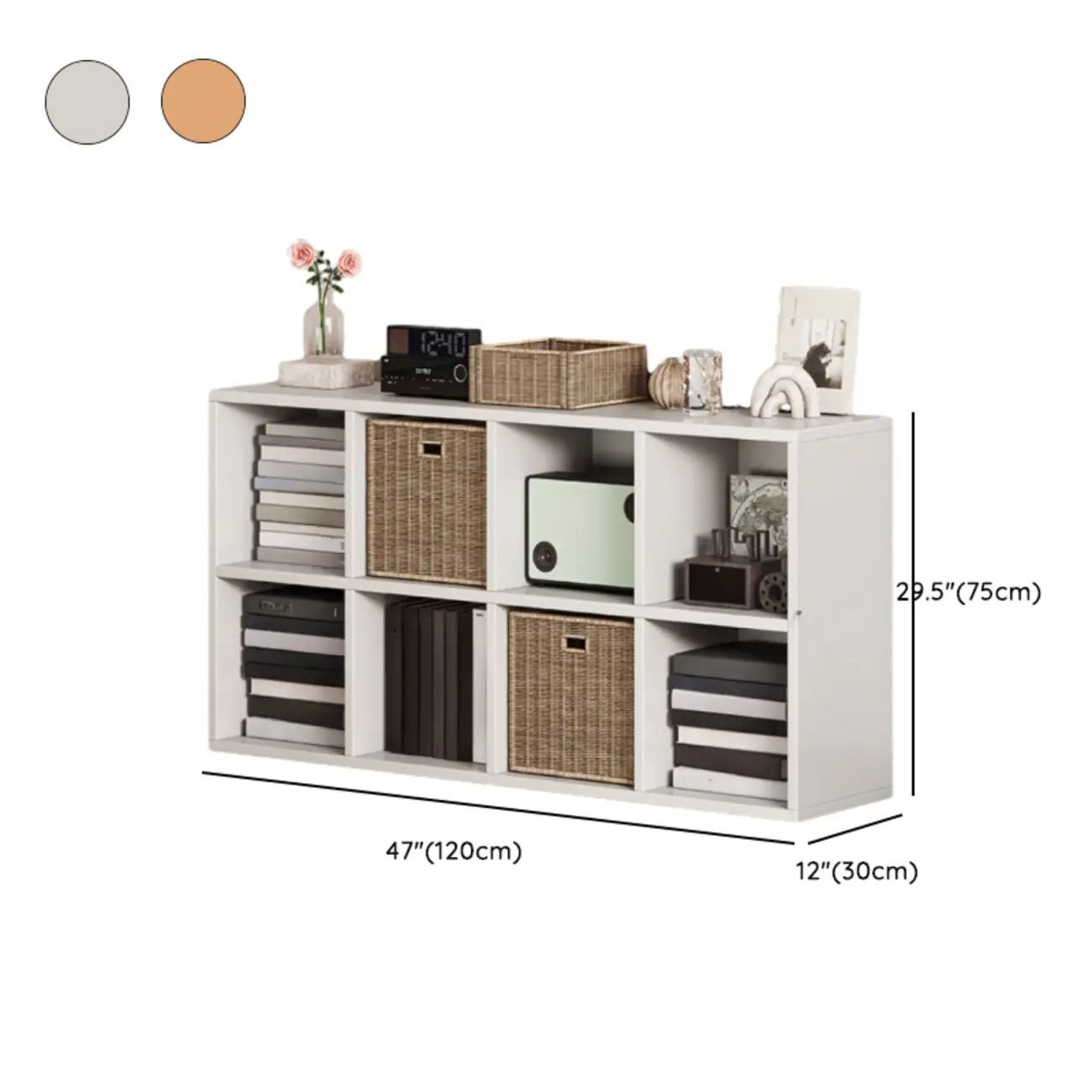 Simple Walnut 8-Cube Wood Bookcase