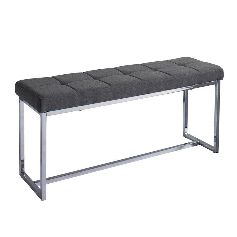 Porch & Den Kennedy Modern Fabric Bench with Chrome Base