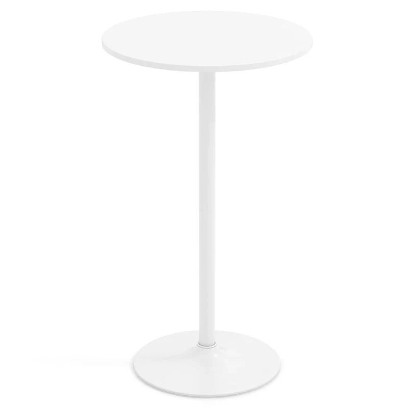 White Round Bistro Table, Adjustable 2-Height (22