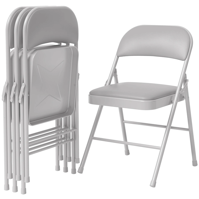4pcs Folding Chairs With Padded Cushion and Back, Hold Up to 350 Pounds