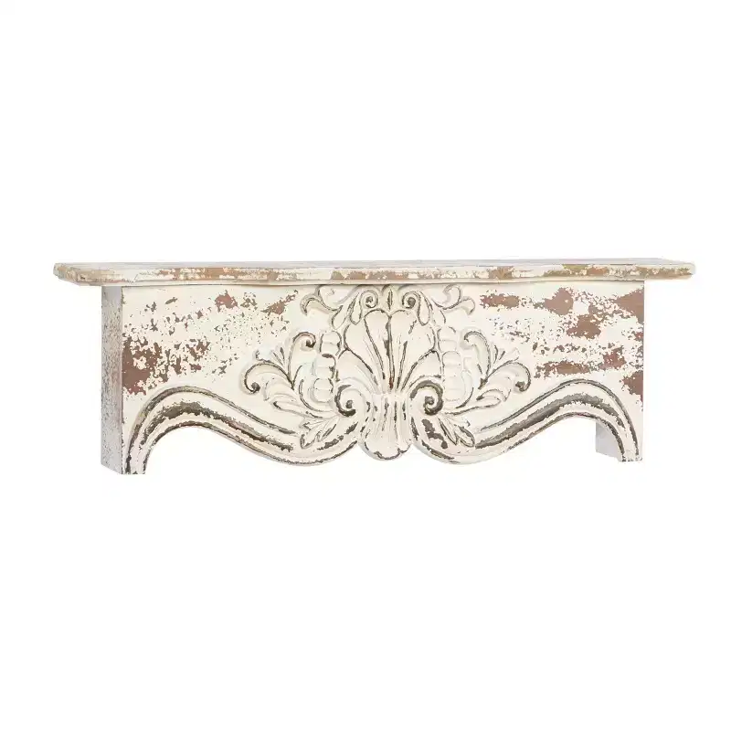 28" x 9" Rustic Fir Wood Wall Shelf - Olivia & May: Vintage Decor, No Hooks, Fully Assembled